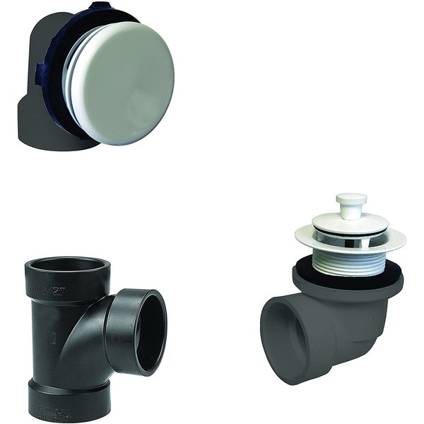 Westbrass Illusionary Overflow, Sch. 40 ABS Plumbers Pack W/ Lift and Turn Bath Drain in Powdercoated White D594AHRK-50
